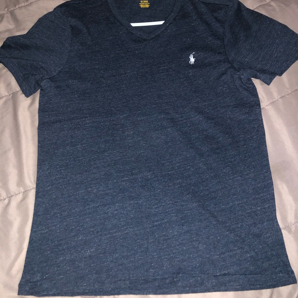 Navy polo with light blue horse